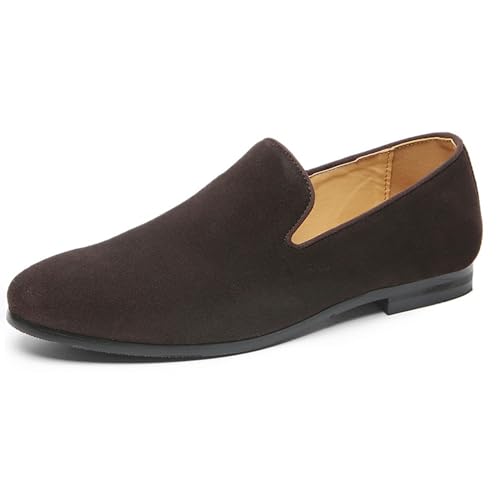 MANYUBEI Herren-Lederschuhe, Große Slip-on Loafer Business Freizeitschuhe Mattiert Niedrige Spitze Spitze Zehen Büroarbeit Bequeme, Atmungsaktive Herrenschuhe, 39 EU, Brown von MANYUBEI