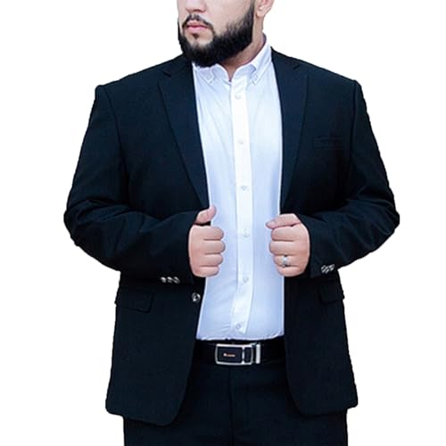 MANYUBEI Herrenanzüge, Blazer Übergröße Schmale Passform Einreihig Zwei Knöpfe Smoking Hochzeitskleid Business Lässig Bankett Gastgeber Formelle Jacke, Dicke Herrenbekleidung,4XL,Blue von MANYUBEI