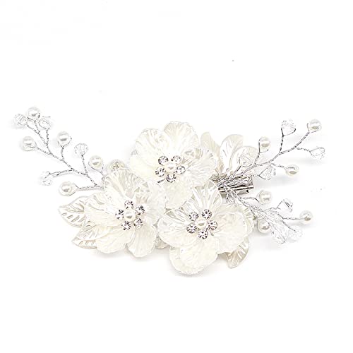 Braut Kristall Perle Blume Haarspange Floral Stil Haarspange Handgemacht Weiß Shell Brautjungfer Haar Hochzeit Zubehör Schmuck Blütenblätter von MANYUN