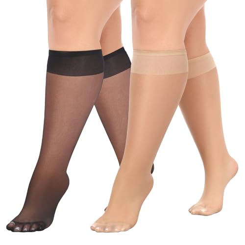 MANZI 10 Paare Kniestrümpfe Damen Große Größen Transparent Nylonstrümpfe Feinkniestrümpfe 15 Denier 5 Paar Schwarz 5 Paar Natur,36-42 MANZI 10 Paare Kniestrümpfe Damen Große Größen Transparent Nylonstrümpfe Feinkniestrümpfe 15 Denier 5 Paar Schwarz 5 Paar Natur,36-42 von MANZI