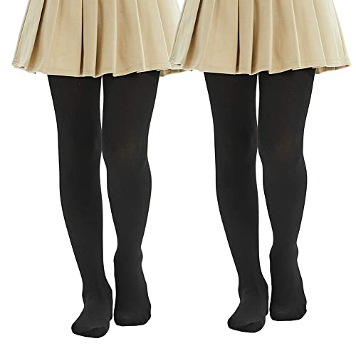MANZI 2 Paar Kinder Mädchen Thermo Strumpfhose 400 DEN,Winter Warm Fleece Gefütterte Ultra Weich Blickdichte Strumpfhosen（Schwarz，L von MANZI
