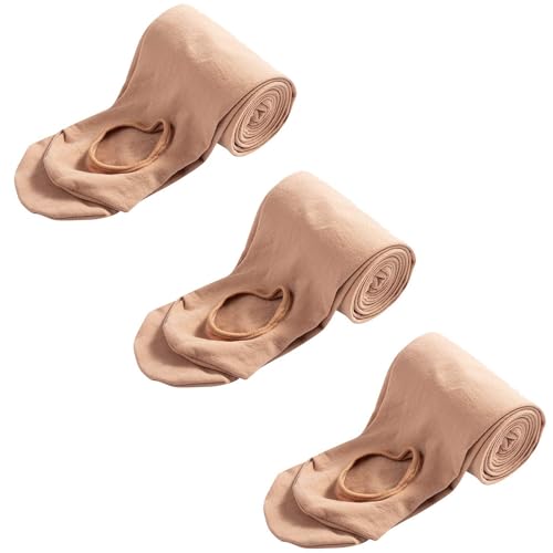 MANZI 3 Paar Balettstrumpfhose Mädchen Damen Basic Cabrio Ballett Tanz Strumpfhosen mit Fersenloch Kinder,Erwachsene 40 den，Hautfarben,Large(Age 11-14) von MANZI