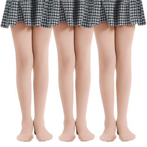 MANZI 3 Paar Kinder Strumpfhose für Mädchen 40 Den Gr.104-165,Natürliche Nackte,M von MANZI