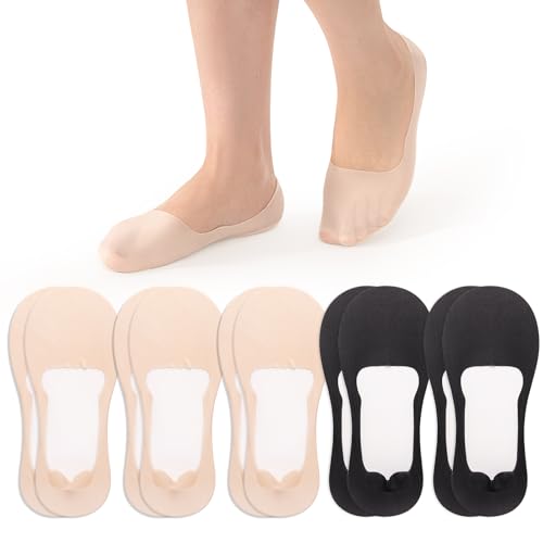 MANZI 5 Paar Sneaker Socken Damen Nylon Füsslinge mit Rutschfest Silikon Sommer Unsichtbar Füßlinge Ballerina Söckchen 2 Paar Schwarz,3 Paar Nackt S 34-37 von MANZI