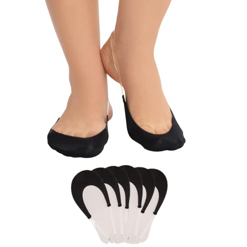 MANZI 6 Paar Zehensocken Füßlinge Damen Unsichtbare Halbe Socken mit Non-Slip TPU Schlinge,Schwarz von MANZI