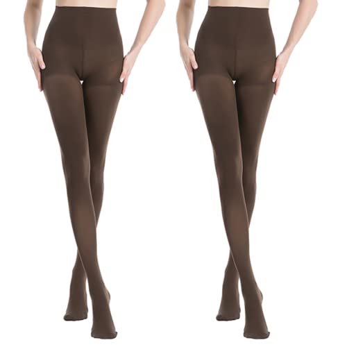 MANZI Damen 2 Paare Control-Top Strumpfhose mit Comfort Stretch 70 Denier, S, 2 Paar Braun von MANZI