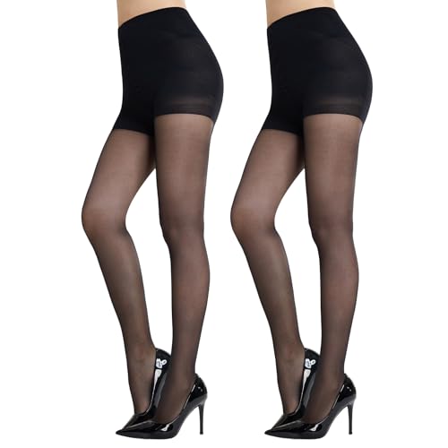 MANZI Damen Bauchweg Strumpfhosen 20D Transparente Shaping Strumpfhose Hohe Taille Figurformende Stützstrumpfhose Schwarz S von MANZI