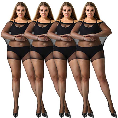 MANZI Damen Strumpfhose 2 or 4 Paar Plus Größen XL-4XL(44-62), 4 Paar Schwarz, 20 Denier XXXXL von MANZI