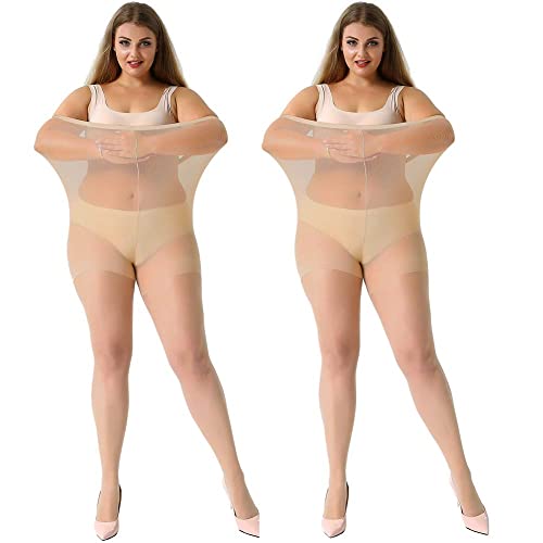 MANZI Damen Strumpfhose 2 or 4 Paar Plus Größen XL-4XL(44-62),2 Paar Hautfarben,20 Denier XXXXL von MANZI