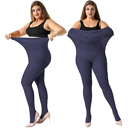 MANZI Damen Strumpfhose 2 or 4 Paar Plus Größen XL-4XL(44-62),2 Paar Navy(70 Den),XL von MANZI