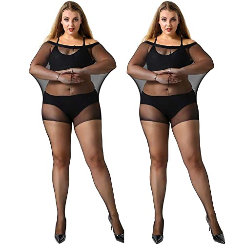 MANZI Damen Strumpfhose 2 or 4 Paar Plus Größen XL-4XL(44-62),2 Paar Schwarz,20 Denier XXXXL von MANZI