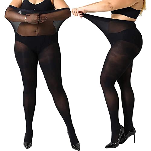 MANZI Damen Strumpfhose 2 or 4 Paar Plus Größen XL-4XL(44-62),2 Paar Schwarz(70 Den),70 Denier XL von MANZI