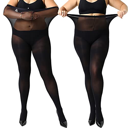 MANZI Damen Strumpfhose Übergröße Stützstrumpfhose Plus Size halbtransparent,70D Schwarz XL von MANZI