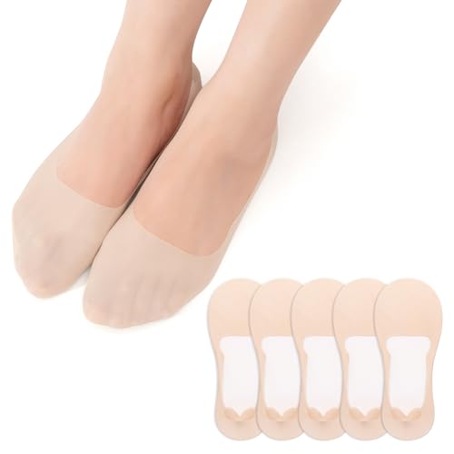 MANZI Füßlinge Damen No Show Socken Unsichtbare Sneakers Socken mit Rutschfeste Silikon für Loafer Flache Schuhe 5 Paare Nackt M von MANZI