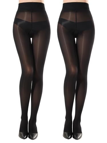 MANZI Ölig Glanzstrumpfhosen Offener Schritt Damen Glänzend Strumpfhose Reißfest Seidenglatt Feinstrumpfhose 20 Den Schwarz 2 Paar L-XL von MANZI