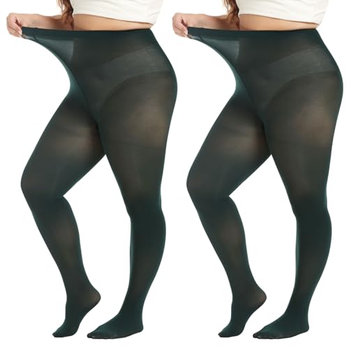 MANZI Strumpfhose Damen grosse grössen Bunte Feinstrumpfhose für Damen 70 Denier,Dark Green,4XL von MANZI