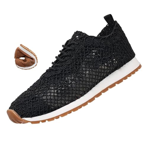 Atmungsaktive Damen-Schnür-Sneaker, luxuriöse, orthopädische Sneaker für Damen, Spitzendruck, hohl, atmungsaktiv, Netz-Schuhe, Schwarz , 41 EU Atmungsaktive Damen-Schnür-Sneaker, luxuriöse, orthopädische Sneaker für Damen, Spitzendruck, hohl, atmungsaktiv, Netz-Schuhe, Schwarz , 41 EU von MAOAEAD