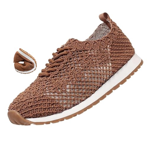 Atmungsaktive Damen-Schnür-Sneaker, luxuriöse, orthopädische Sneaker für Damen, Spitzendruck, hohl, atmungsaktiv, Netz-Schuhe, dunkelbraun, 41 EU Atmungsaktive Damen-Schnür-Sneaker, luxuriöse, orthopädische Sneaker für Damen, Spitzendruck, hohl, atmungsaktiv, Netz-Schuhe, dunkelbraun, 41 EU von MAOAEAD