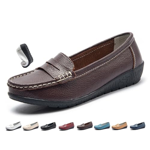 Damen Leder Atmungsaktive Mokassins Schuhe Bequeme Walking Flat Loafer Damen Klassische Leder Orthopädische Penny Loafer, coffee, 35 EU Damen Leder Atmungsaktive Mokassins Schuhe Bequeme Walking Flat Loafer Damen Klassische Leder Orthopädische Penny Loafer, coffee, 35 EU von MAOAEAD