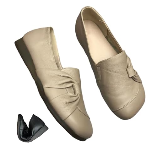 Damen Leder Weiche Sohle Rutschfeste Schuhe Weiche Orthopädische Schuhe Leichte Atmungsaktive Slip-On Loafer Casual Komfort Flache Wanderschuhe, camel, 35- Damen Leder Weiche Sohle Rutschfeste Schuhe Weiche Orthopädische Schuhe Leichte Atmungsaktive Slip-On Loafer Casual Komfort Flache Wanderschuhe, camel, 35- von MAOAEAD