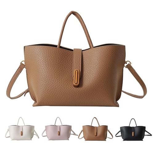 Elegante Damen-Handtasche, einfarbig, französischer Stil, Vintage, Leder, Eimertasche, vielseitige Umhängetasche, Schultertasche für Damen, braun, M Elegante Damen-Handtasche, einfarbig, französischer Stil, Vintage, Leder, Eimertasche, vielseitige Umhängetasche, Schultertasche für Damen, braun, M von MAOAEAD