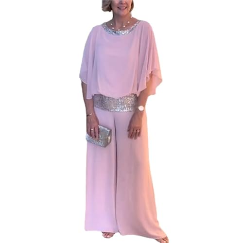 Elegantes zweiteiliges Set mit Pailletten für Damen, elegante Paillettenanzüge, halbformelle Hosenanzüge für Hochzeit, Abendveranstaltung, rose, Medium von MAOAEAD