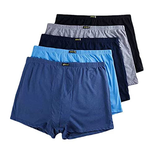 MAOAEAD 5 Stück Herren Baumwolle Unterwäsche Mittelalter und ältere Menschen Männer Übergröße Hohe Taille Atmungsaktive Boxershorts (8XL 115–130 kg) von MAOAEAD