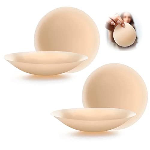 MAOAEAD Go Braless Seamless Cake Cover, Ultra Thin Invisible Bra Nipple Covers for Women, Reusable Sweatproof Silicone Pasties (Nude X 2 Pairs,D+++ Cup) von MAOAEAD