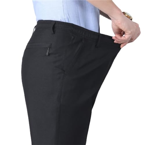 MAOAEAD Herren-Hose, elastische Taille, Sommer, Komfort, Freizeit, Arbeit, schwarz, klassisch, hohe Taille, dehnbare Hose, Blau-Grau, 2XL(32-33W) von MAOAEAD