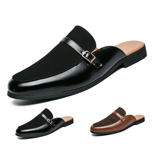 MAOAEAD Herren-Pantoletten und Slip-Ons, elegante Leder-Hausschuhe, atmungsaktiv, Wildleder, Slipper, rückenfrei, Loafer, Business, Freizeit, Halbschuhe, Schwarz , 40 EU MAOAEAD Herren-Pantoletten und Slip-Ons, elegante Leder-Hausschuhe, atmungsaktiv, Wildleder, Slipper, rückenfrei, Loafer, Business, Freizeit, Halbschuhe, Schwarz , 40 EU von MAOAEAD
