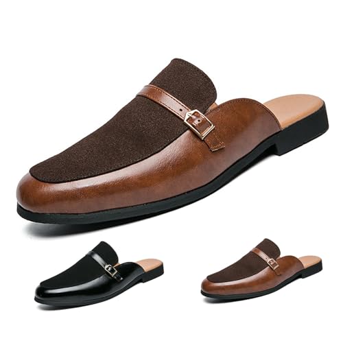 MAOAEAD Herren-Pantoletten und Slip-Ons, elegante Leder-Hausschuhe, atmungsaktiv, Wildleder, Slipper, rückenfrei, Loafer, Business, Freizeit, Halbschuhe, braun, 40 EU MAOAEAD Herren-Pantoletten und Slip-Ons, elegante Leder-Hausschuhe, atmungsaktiv, Wildleder, Slipper, rückenfrei, Loafer, Business, Freizeit, Halbschuhe, braun, 40 EU von MAOAEAD