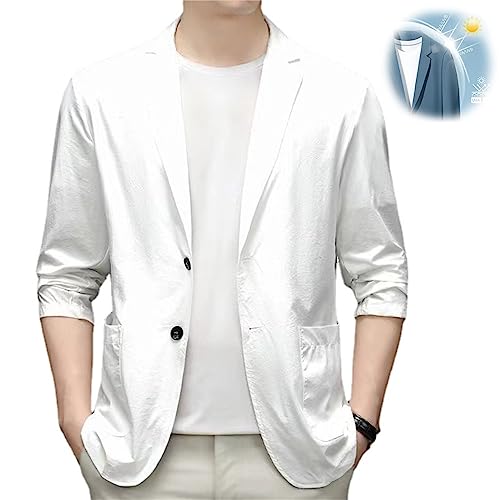 MAOAEAD Herren Sommer Leichte Anzugjacke Sommer Sonnenschutz Blazer für Männer Casual Slim Fit Sport Mantel Jacken, weiß, XL(65-75kg) von MAOAEAD