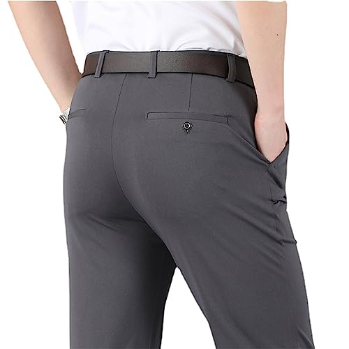 MAOAEAD Hohe Stretch Männer Klassische Hosen, Sommer Hohe Taille Casual Hosen Herren Stretch Hosen Mode Slim Fit Kleid Hosen (30W,Dark Grey) von MAOAEAD