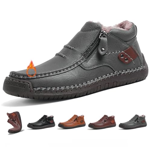 MAOAEAD The First Young Orthopädische Leder Fahrstiefel Handgefertigte Premium Slip On Chukka Boots mit Breiter Zehen- und Fußgewölbeunterstützung, wasserdichte rutschfeste Sohle für Freizeit, Arbeit von MAOAEAD