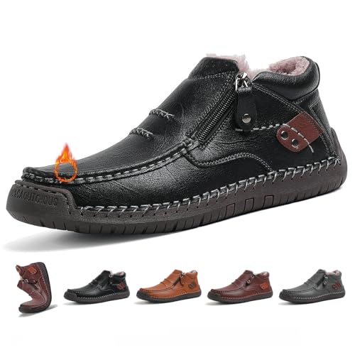 MAOAEAD The First Young Orthopädische Leder Fahrstiefel Handgefertigte Premium Slip On Chukka Boots mit Breiter Zehen- und Fußgewölbeunterstützung, wasserdichte rutschfeste Sohle für Freizeit, Arbeit von MAOAEAD