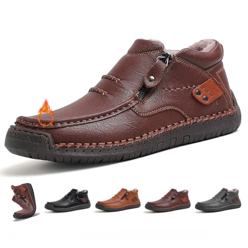 MAOAEAD The First Young Orthopädische Leder Fahrstiefel Handgefertigte Premium Slip On Chukka Boots mit Breiter Zehen- und Fußgewölbeunterstützung, wasserdichte rutschfeste Sohle für Freizeit, Arbeit von MAOAEAD