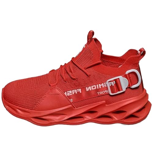 Sportschuhe Herren Sneaker Damen Turnschuhe Tennis Fitness Jogging Leichte Atmungsaktive Casual Schuhe Fashion Straßenlaufschuhe Strick Laufschuhe G133 Red 45 von MAOECIY