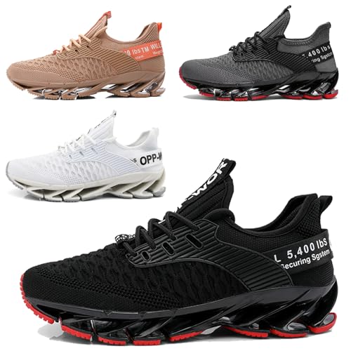 Sportschuhe Herren Sneaker Damen Turnschuhe Tennis Fitness Jogging Leichte Atmungsaktive Casual Schuhe Fashion Straßenlaufschuhe Strick Laufschuhe18 Black red 42 von MAOECIY