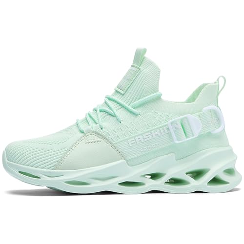 Sportschuhe Herren Sneaker Damen Turnschuhe Tennis Fitness Jogging Leichte Atmungsaktive Casual Schuhe Fashion Straßenlaufschuhe Strick LaufschuheG133 Light Green 37 von MAOECIY