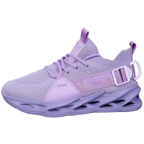 Sportschuhe Herren Sneaker Damen Turnschuhe Tennis Fitness Jogging Leichte Atmungsaktive Casual Schuhe Fashion Straßenlaufschuhe Strick LaufschuheG133 Purple 42 von MAOECIY