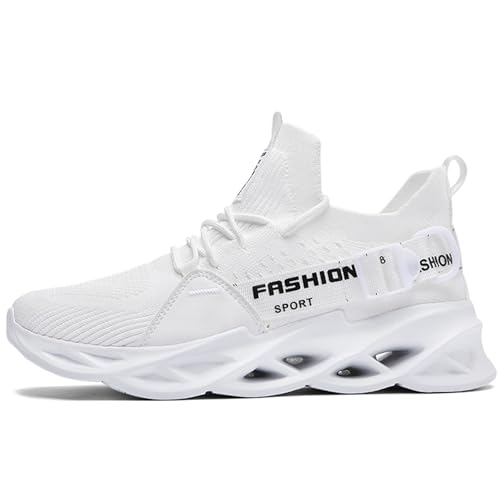 Sportschuhe Herren Sneaker Damen Turnschuhe Tennis Fitness Jogging Leichte Atmungsaktive Casual Schuhe Fashion Straßenlaufschuhe Strick LaufschuheG133 White 44 von MAOECIY