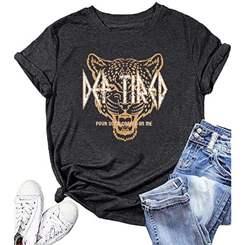 Kaffee-Shirt Damen Def Tired Retro Grafik Tees Pour Some Coffee On Me Lustiger Brief Print Tired Mama T Shirt Tops, grau dunkel, Groß Kaffee-Shirt Damen Def Tired Retro Grafik Tees Pour Some Coffee On Me Lustiger Brief Print Tired Mama T Shirt Tops, grau dunkel, Groß von MAOGUYUN