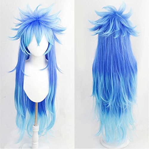 Anime Cosplay Perücke，Twisted Wonderland Idia Shroud Perücke，Blue Mixed Long Perücke，Mit Kostenloser Perückenkappe，für Party Alltag Halloween Perücke Cosplay von MAOMA