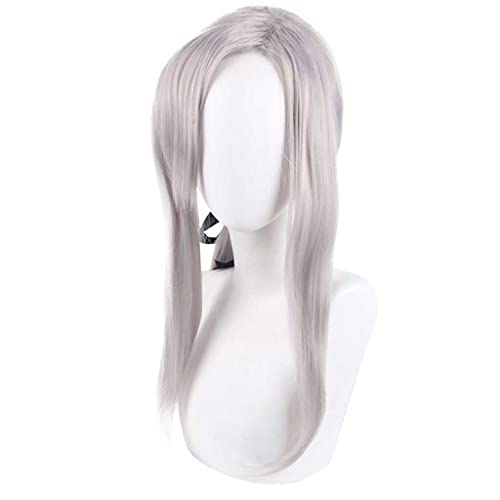 MAOMA Anime Cosplay Perücke, Seraph of The End Ferid Bathory Perücke,Halloween Perücke,Silver Gray Long Anime Cosplay Wig，mit Kostenloser Perückenkappe,für Kostüm Party Alltag Cosplay von MAOMA