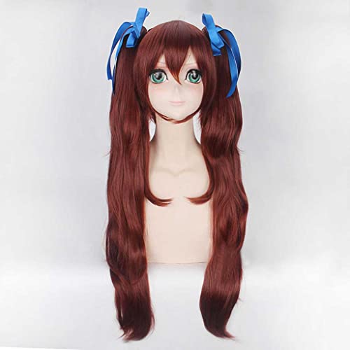 MAOMA Anime Cosplay Perücke，Another Akazawa Izumi Perücke，Brown-red Double Ponytail Long Perücke，Mit Kostenloser Perückenkappe，für Party Alltag Halloween Perücke Cosplay von MAOMA
