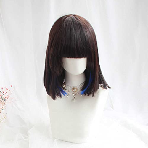 MAOMA Anime Cosplay Perücke，Arknights Eunectes Perücke，Dark Brown Bob Perücke，Mit Kostenloser Perückenkappe，für Party Alltag Halloween Perücke Cosplay von MAOMA