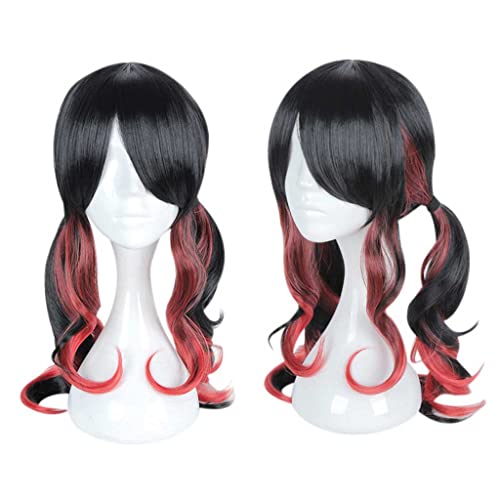 MAOMA Anime Cosplay Perücke，Azur Lane Fusō Perücke，Black and red Gradient Double Ponytail Perücke，Mit Kostenloser Perückenkappe，für Party Alltag Halloween Perücke Cosplay von MAOMA