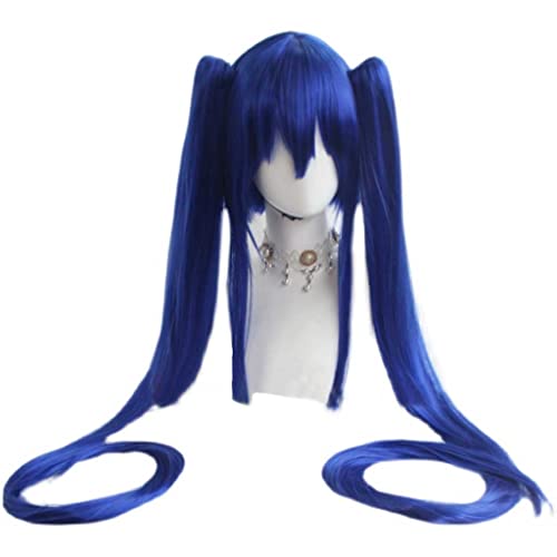 MAOMA Anime Cosplay Perücke，Fairy Tail Wendy Marvell Perücke，Double Ponytail Dark Blue Long Perücke，Mit Kostenloser Perückenkappe，für Party Alltag Halloween Perücke Cosplay von MAOMA