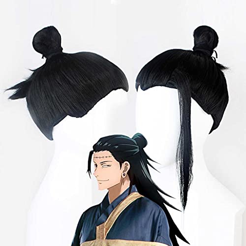 MAOMA Anime Cosplay Perücke,Jujutsu Kaisen Suguru Geto Wig Perücke with ​Perückenkappe, für Halloween, Party, Karneval Cosplay-Perücke Schwarze Perücke von MAOMA