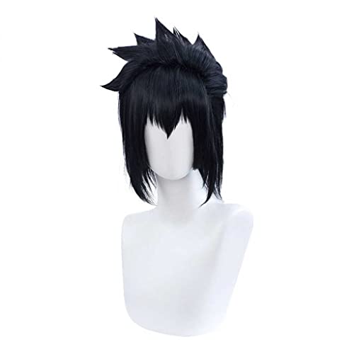 MAOMA Anime Cosplay Perücke,Uchiha Sasuke Perücke，Black Short Perücke,Mit Kostenloser Perückenkappe,für Party Alltag Halloween Perücke Cosplay von MAOMA